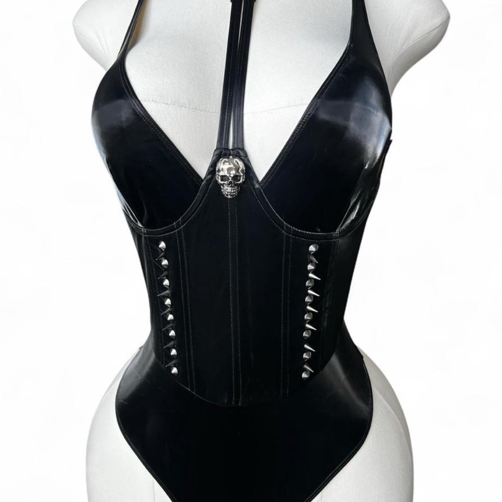 SOLD! Dolls Kill Darker Wavs Spiked Corset Bodysuit
